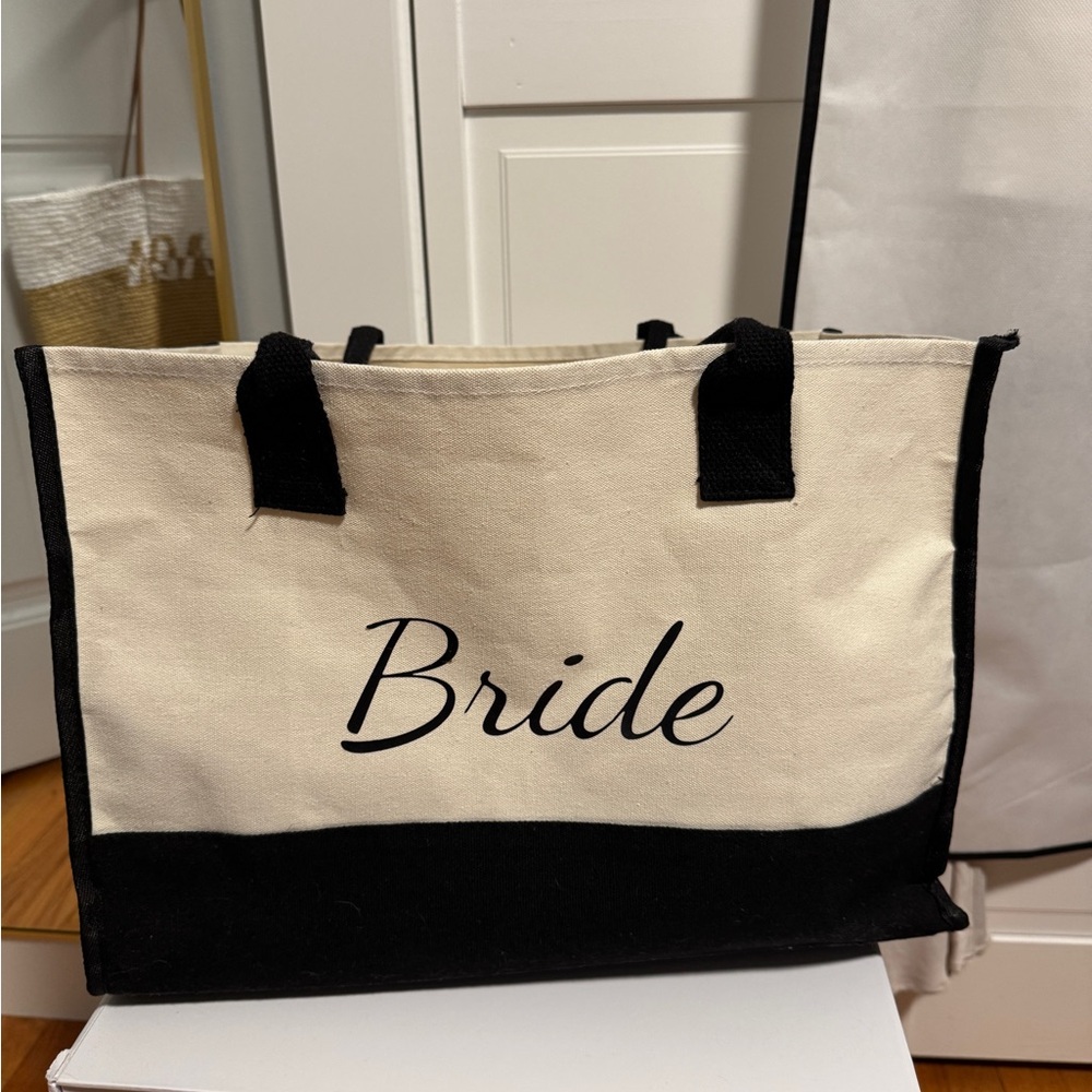 Bride Canvas Tote Bag - Black and Cream